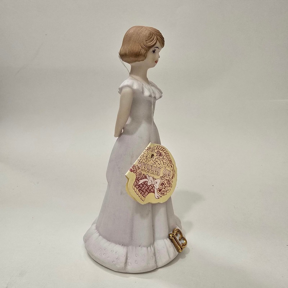 Enesco Growing Up Birthday Girls Figurine Age 13 Brunette Girl‎ Lavender Gown - Picture 2 of 6